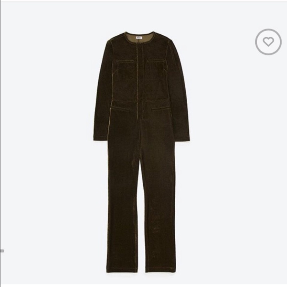 DAYA BY ZENDAYA OLIVE GREEN VELVET JUMPSUIT